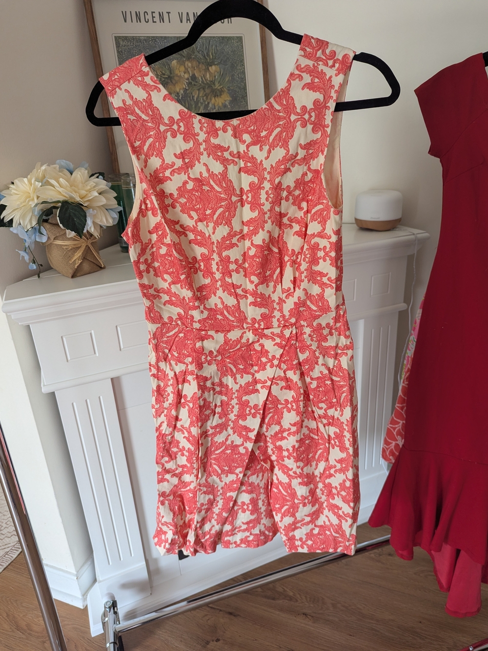 Rue21 Cream Dress with Coral Scroll Print